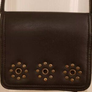 Vintage Black Crossbody Bag Purse Black Pockets Snap Closure Zippered 90s Y2K